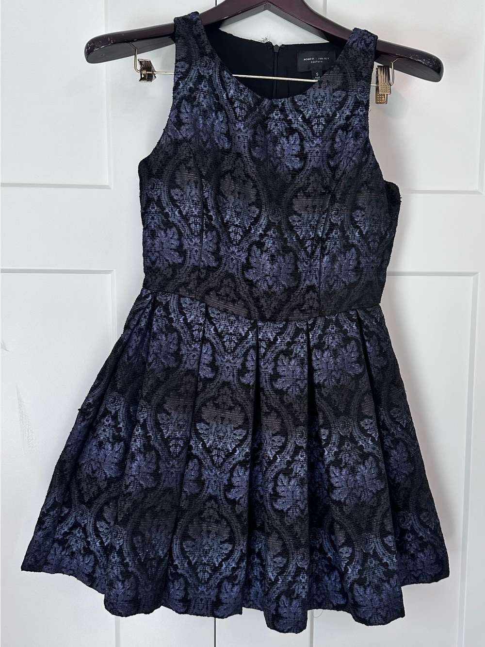 Romeo & Juliet Black & Navy Floral Jacquard Fit-and-Flare Dress